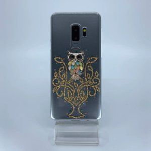 Galaxy S9 Plus case. PC material. Handmade. Gold, pink, blue, green rhinestones
